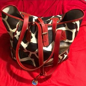 Dooney & Bourke Giraffe and Red Large Tote